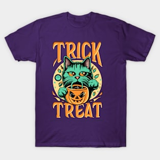 Trick or Treat Halloween Cat T-Shirt